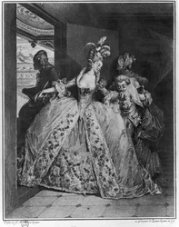 Las despedidas, 1777, grabado por de Launey el Joven